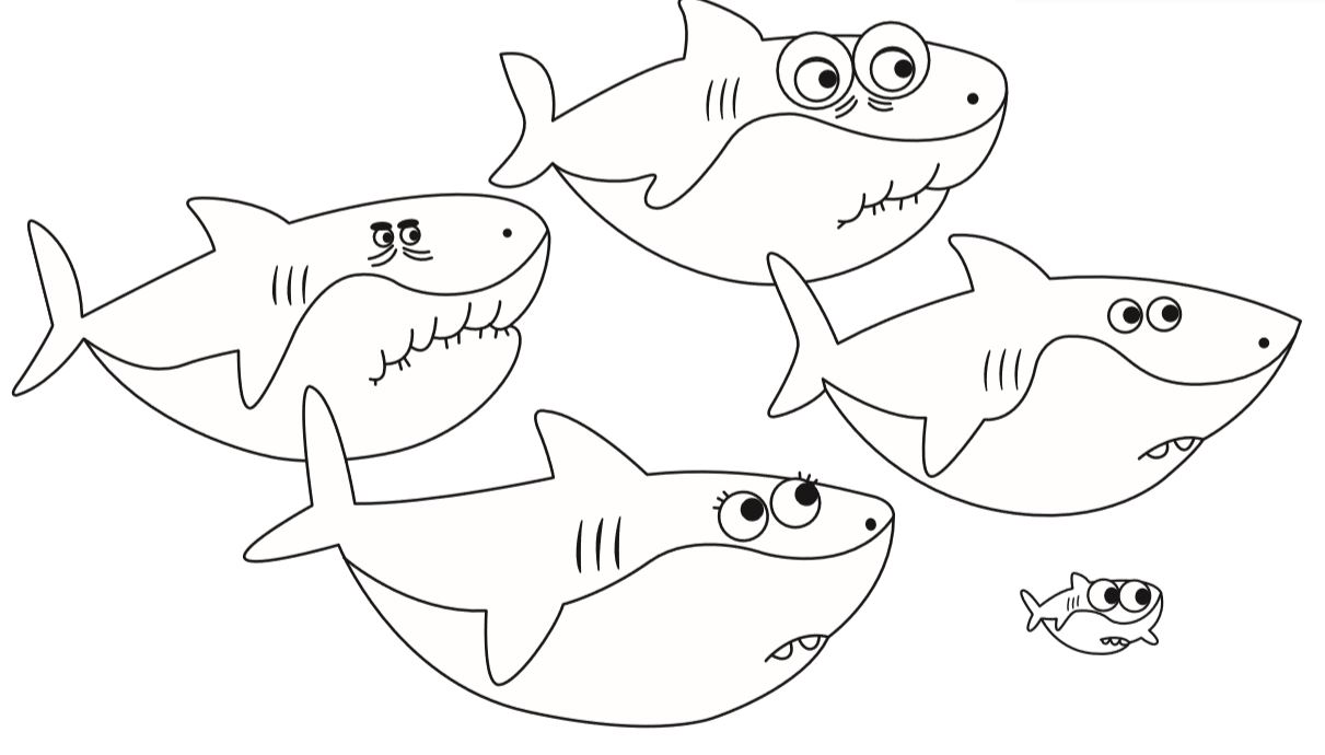 famiglia baby shark da colorare