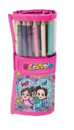 Penna Glitterata Segnalibro Astuccio rotolo pastelli Me contro Te pailettes Omaggio portachiave girabrilla