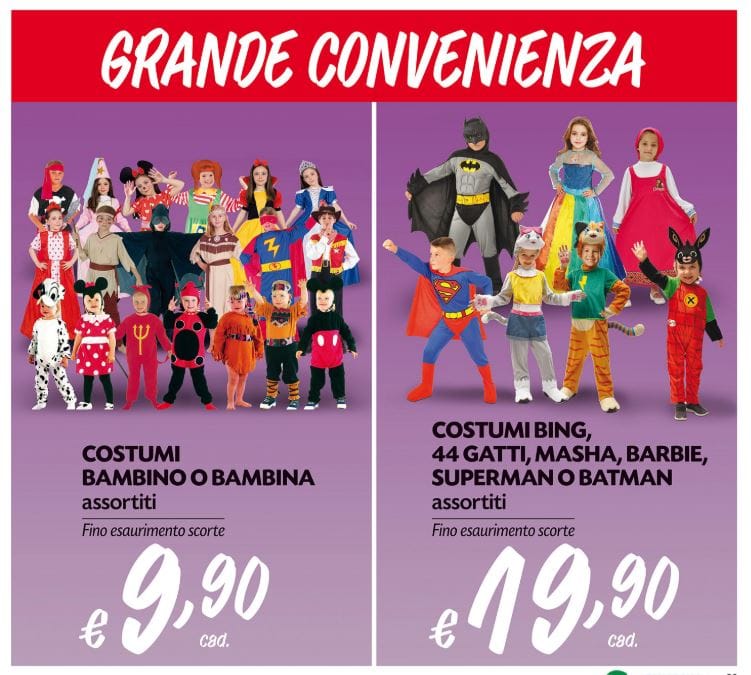 volantino di carnevale pam panorama costumi offerte