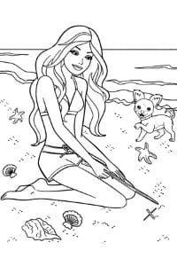 barbie sulla spiaggia disegno da colorare