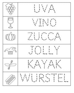 schede di pregrafismo alfabeto uvzkjw