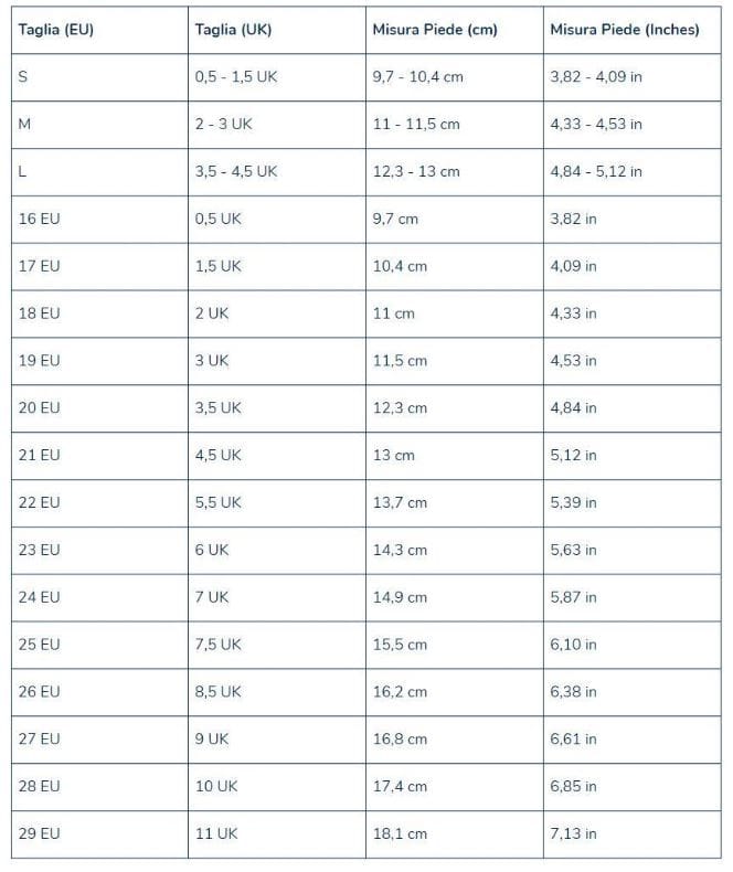 calzini antiscivolo tabella conversione taglie italiacalzini antiscivolo tabella conversione taglie italia