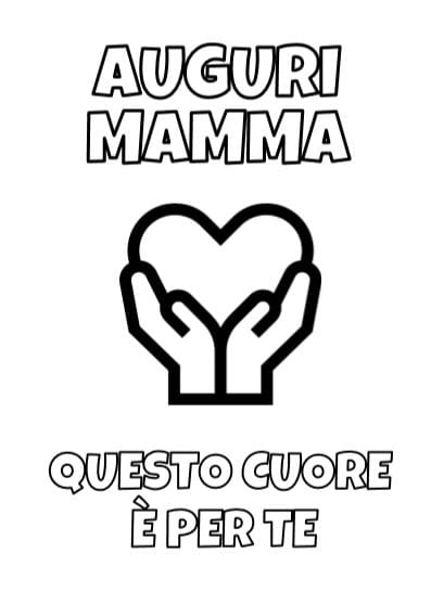 Scritta Auguri Mamma da colorare con il cuore