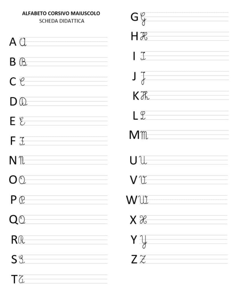 Alfabeto Corsivo Maiuscolo Da Stampare Pdf Scheda Didattica Gbr