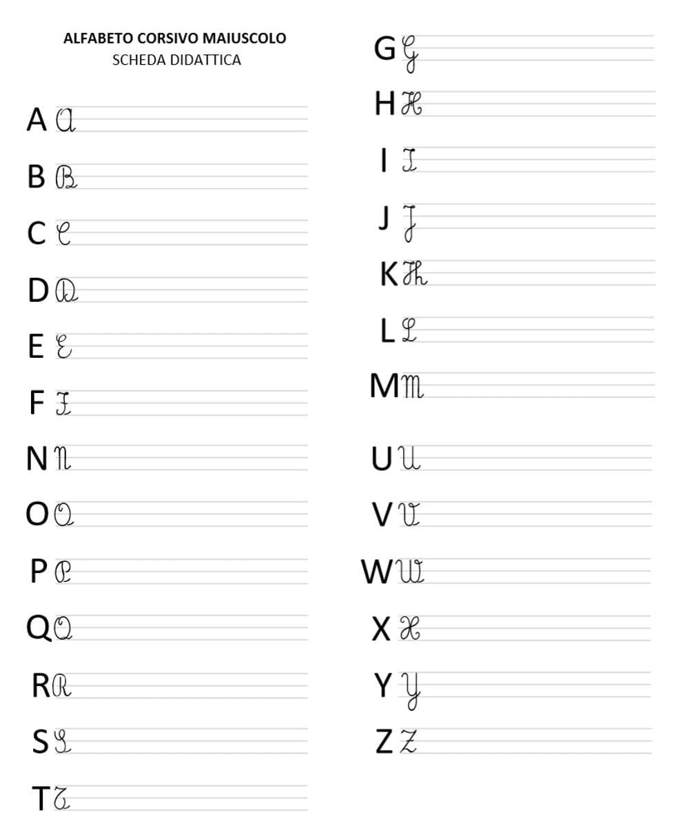 Alfabeto Corsivo Maiuscolo Da Stampare Pdf Scheda Didattica Gbr