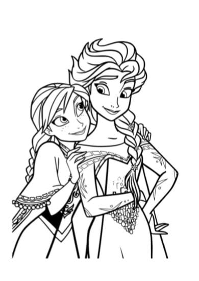 Anna ed Elsa Frozen il Regno di Ghiaccio insieme pdf immagine da colorare 