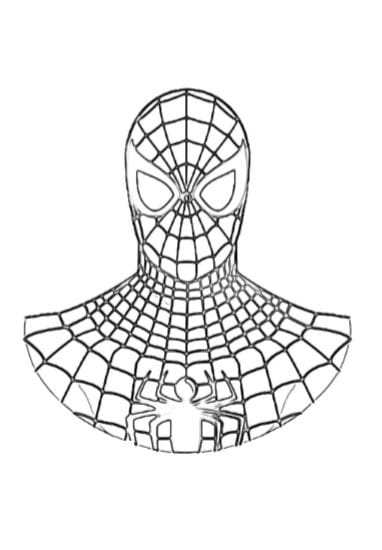 Busto Spiderman da colorare in bianco e nero immagini PDF A4