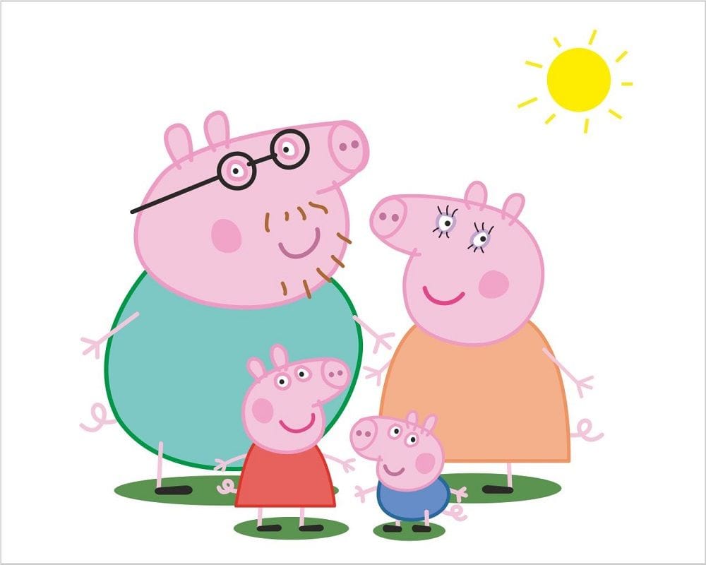 Come colorare la Famiglia di Peppa Pig immagine a colori