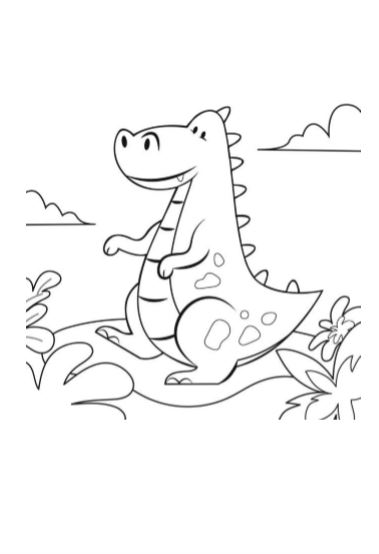 Dinosauro per bambini facile da colorare PDF A4 stampante