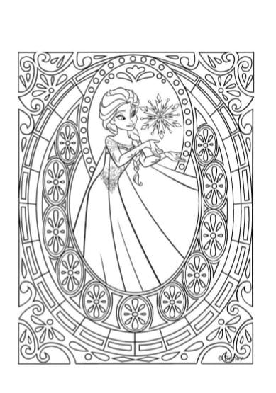 Elsa di Frozen disegno per adulti da stampare e colorare pdf A4