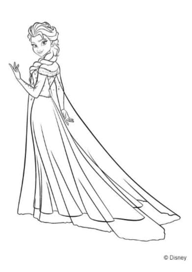 Elsa in vestito regina di ghiaccio da stampare e colorare pdf A4