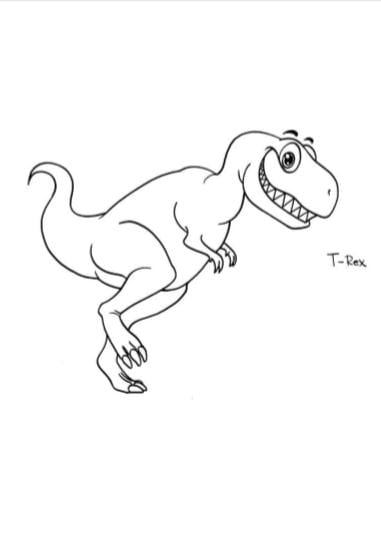 T Rex che ride immagine da disegnare e colorare PDF A4 per bambini