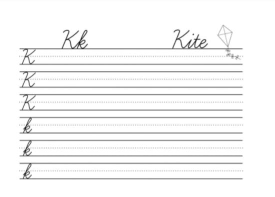 Lettera K come si scrive in corsivo maiuscolo e minuscolo pdf A4