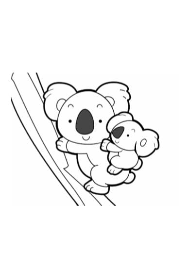 Koala mamma e cucciolo da stampare e colorare PDF A4