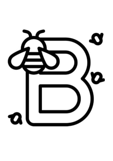Lettera B inglese da colorare con ape