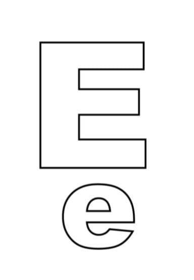 Lettera E da stampare e colorare maiuscola e minuscola