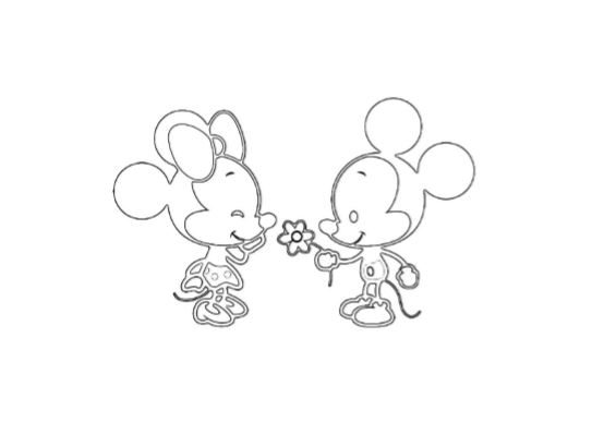 Minnie e Topolino disegno bianco e nero semplice da colorare PDF A4