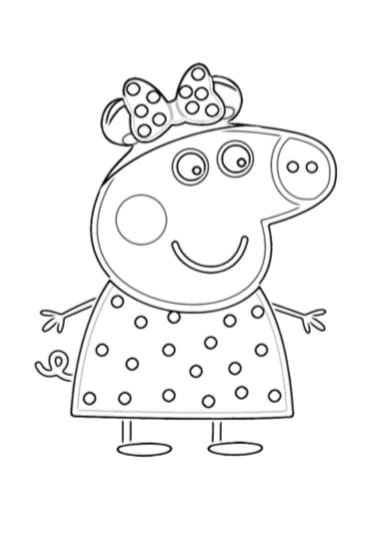 Peppa Pig vestita da Minnie da stampare e colorare disegno per bambini