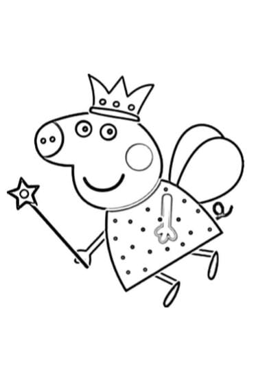 Immagine Peppa Pig vestita da fatina da stampare e colorare PDF A4