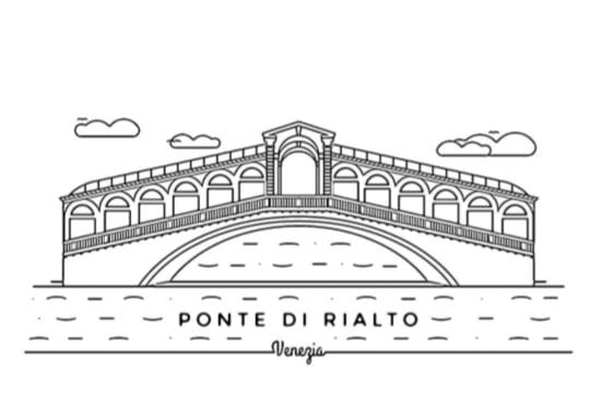 Ponte di Rialto da stampare e colorare PDF A4 bianco e nero