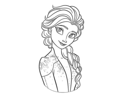 Ritratto di Elsa Frozen da stampare e colorare pdf A4 bianco e nero
