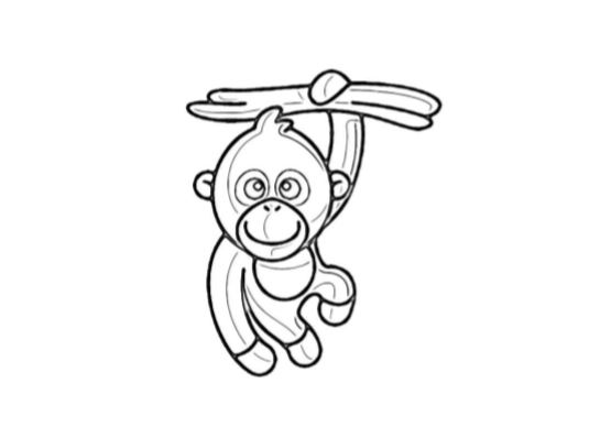 Scimmietta in bianco e nero da colorare PDF A4 immagine