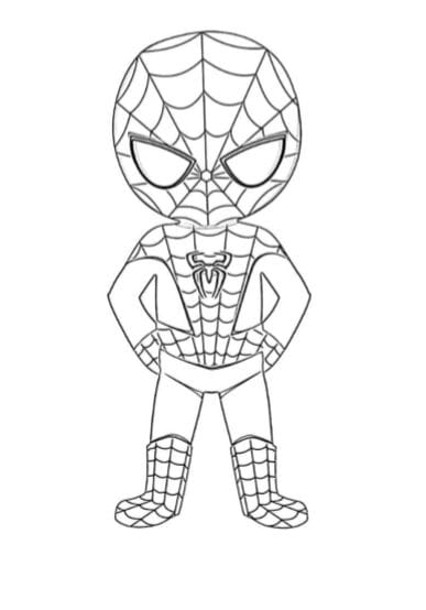 Spiderman bambino da stampare e colorare PDF A4