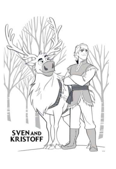 Sven e Kristoff di Frozen 2 da stampare e colorare PDF A4