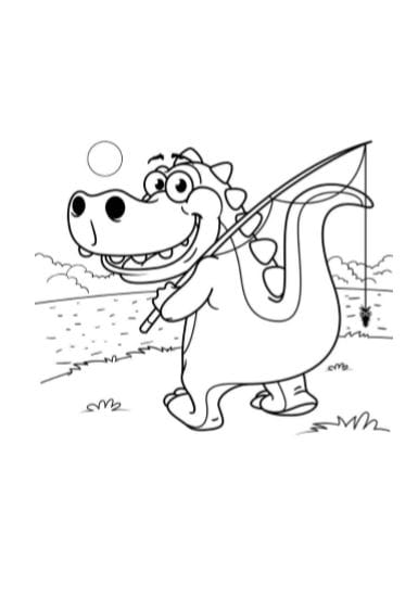 T Rex per bambini simpatico cartone da colorare e disegnare PDF