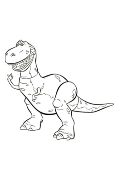 Rex di Toys Story da stampare e colorare immagine PDF A4 bianco e nero