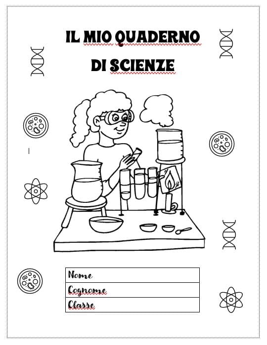 Copertine per il Quaderno di Scienze da Stampare e Colorare in A4 - GBR