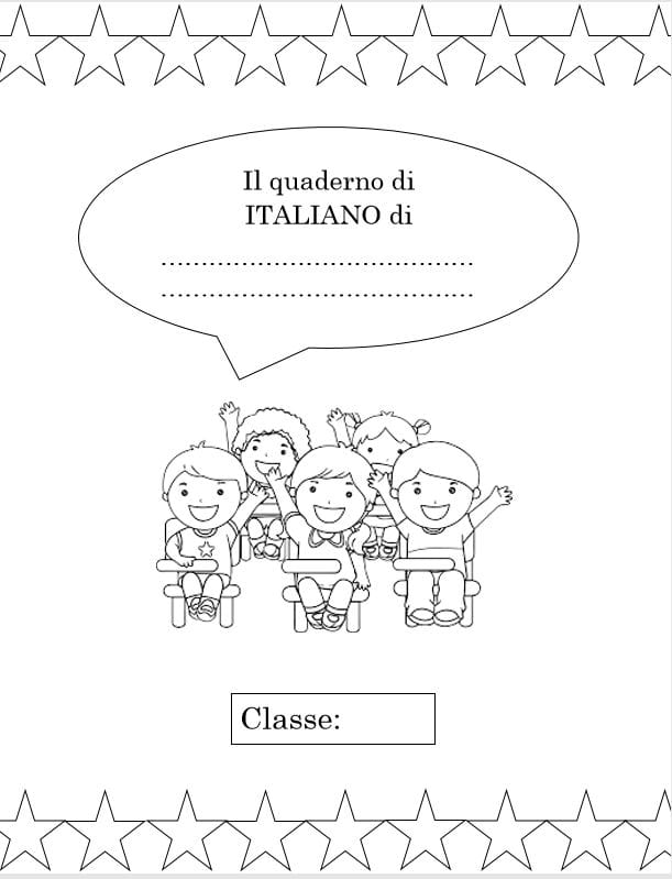 copertina del quaderno di italiano