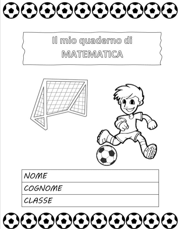 copertina del quaderno di matematica calcio