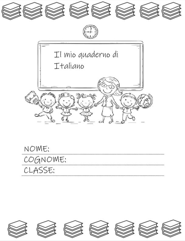 copertina quaderno italiano scuola