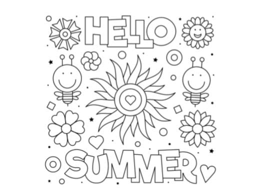 disegno immagine scritta estate da colorare pdf A4