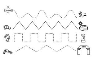 pregrafismo linee rette e curve da stampare e colorare