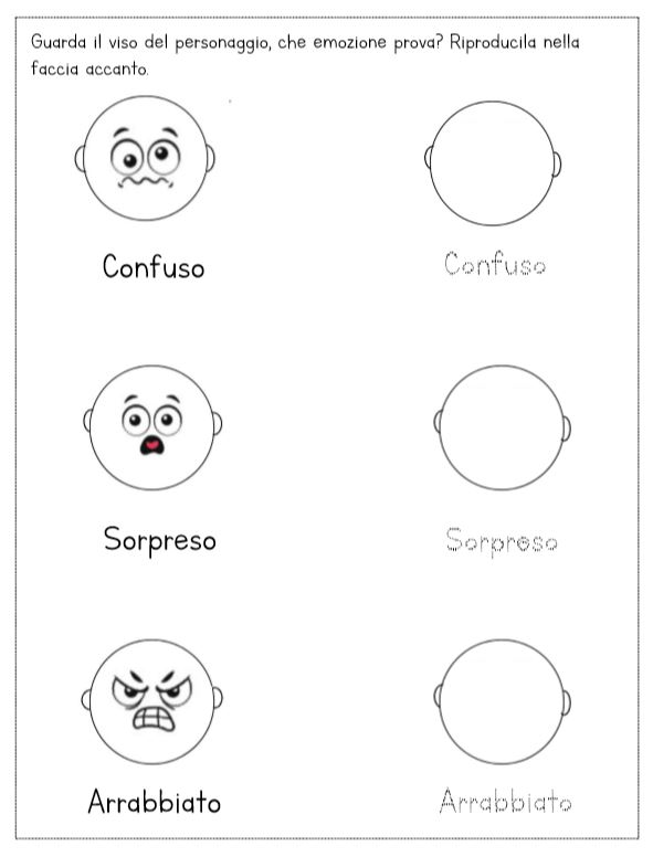 schede didattiche emozioni espressioni facce