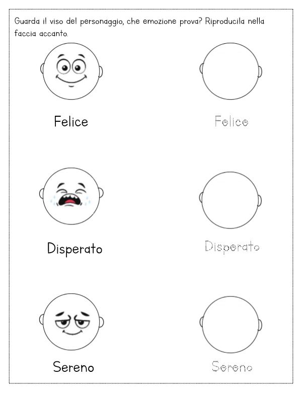 schede didattiche emozioni espressioni