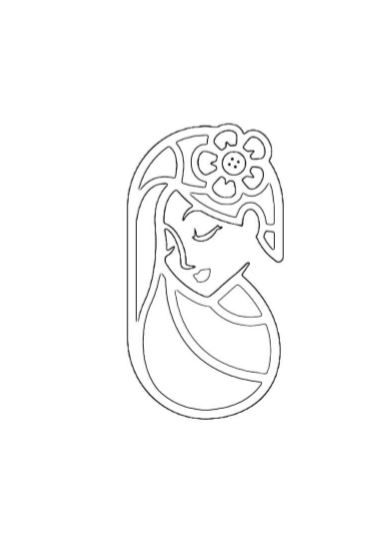 volto di ragazza con fiore nei capelli da stampare e colorare PDF A4
