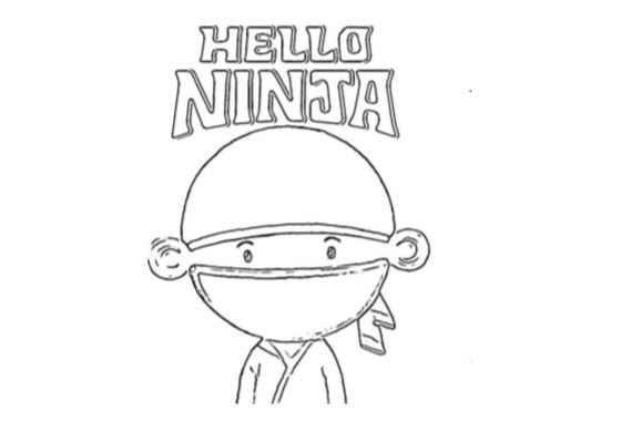 Hello Ninja locandina bianco e nero da colorare