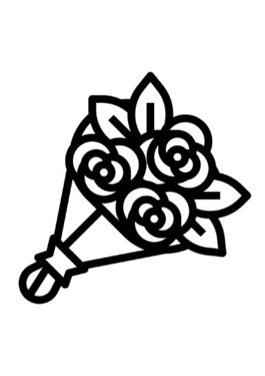 Mazzo di rose in regalo da colorare per bambini PDF A4 bianco e nero