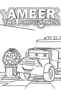 Super Truck disegni da colorare e stampare PDF Amber l'ambulanza