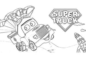 Super Truck disegni da colorare e stampare PDF Carl Trasform paracadute