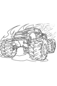 monster truck da colorare PDF che corre
