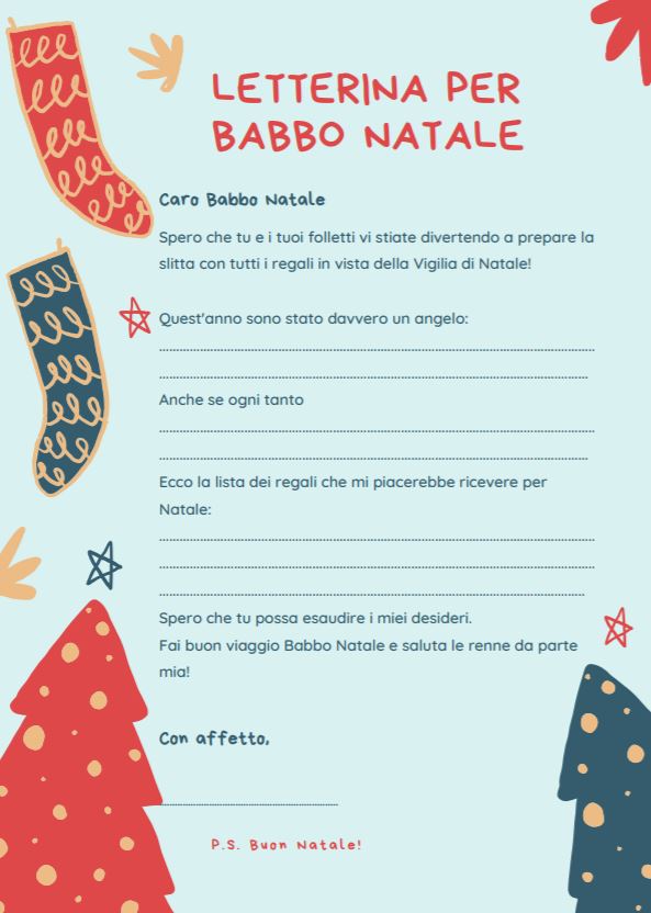 letterina a4 per babbo natale stampare