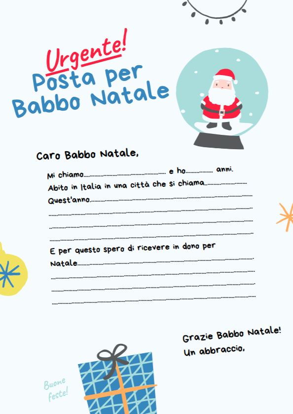 letterina per babbo natale regali scaricare pdf