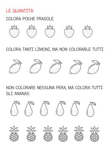 schede didattiche per bambini 5 anni quantità