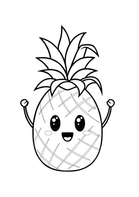 Ananas Kawaii da colorare