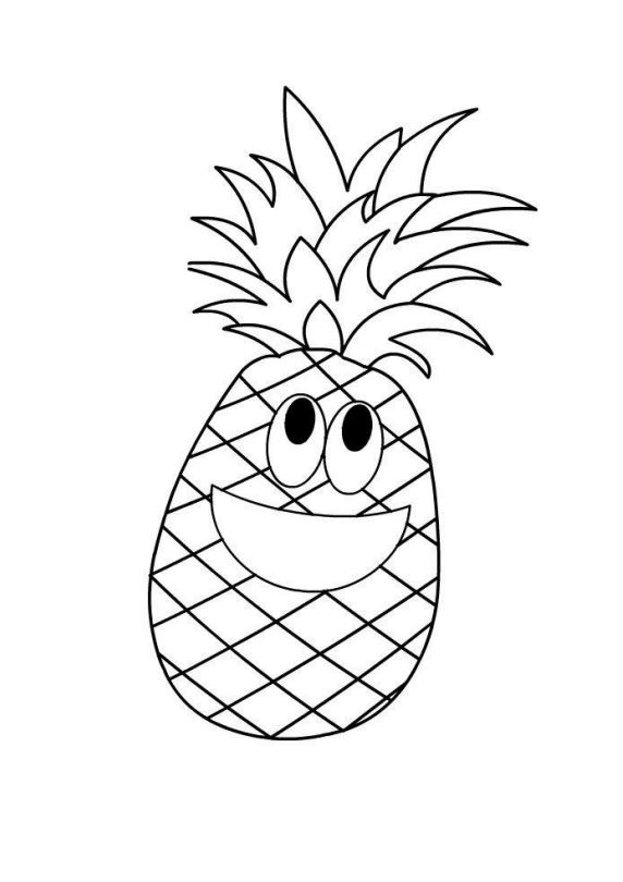 Ananas che sorride da colorare