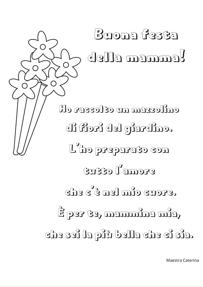 poesia per la festa della mamma da colorare